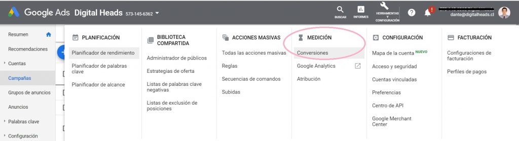 configuracion de conversiones google ads