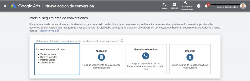 configuracion de etiqueta de seguimiento de conversiones google ads