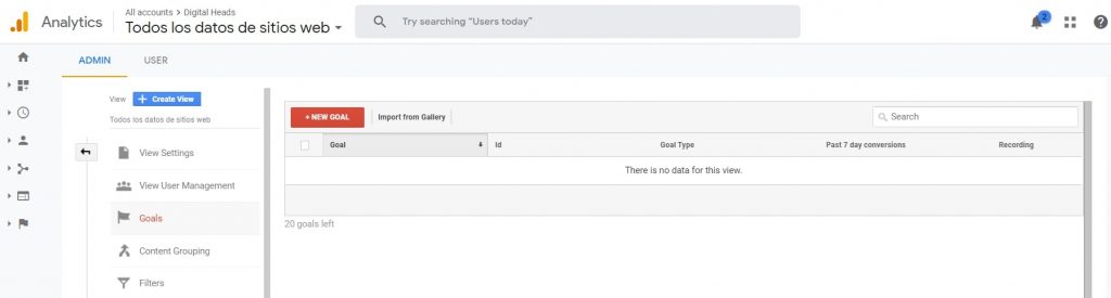 configuracion de objetivos y conversiones google analytics