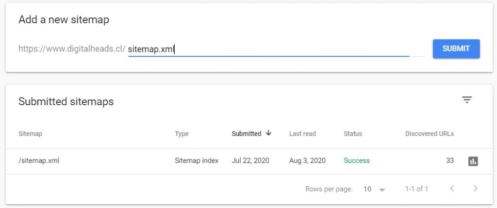 subir sitemap a search console para seo