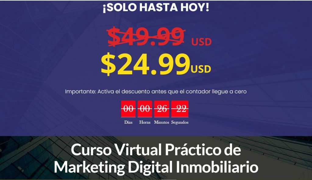 elemento oferta landing venta digital - cuenta regresiva